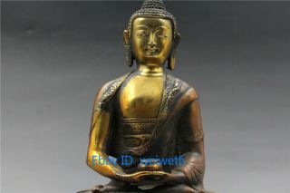 Rare Old Hand carved brass gilt Buddha Shakyamuni statue 7