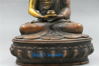 Rare Old Hand carved brass gilt Buddha Shakyamuni statue 8