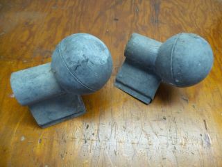 Antique Achitectural Salvage Roof Peak Hardware Ornaments Pair 3 1/2 Dia Ball