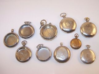 Vintage Pocket Watch Cases,  Fine Silver,  Sterling Silver,  Coin Silver,  Silveroid,