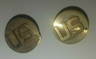2 Vintage U.  S.  Army Brass Collar Insignia Pins Enlisted Personal Vietnam Era