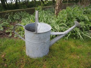 2 Gallon Vintage Galvanised Metal Watering Can With Copper Rose (412)