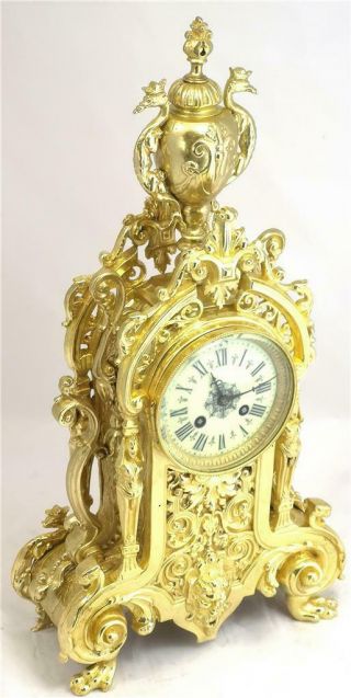 Antique French Mantle Clock 1880 Stunning Embossed Bronze Bell Strikng 4