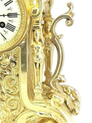Antique French Mantle Clock 1880 Stunning Embossed Bronze Bell Strikng 7