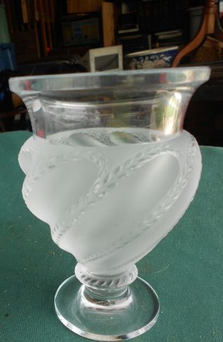 Vintage Satin Glass Lalique France Vase Signed 2
