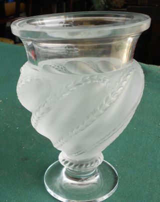 Vintage Satin Glass Lalique France Vase Signed 6