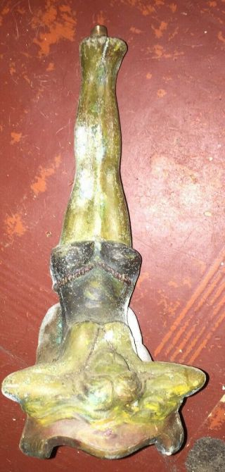 Antique Art Deco Woman Lamp Base Faded Paint Needs Wiring