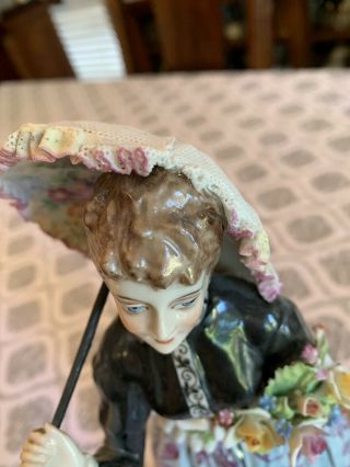 Antique Victorian Porcelain Lace Lady Figurine 12” Tall N/CROWN 8