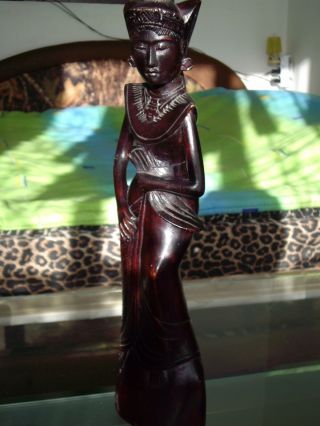 Old Antique Wooden Statue Of Bali.  Balinese Dancer.