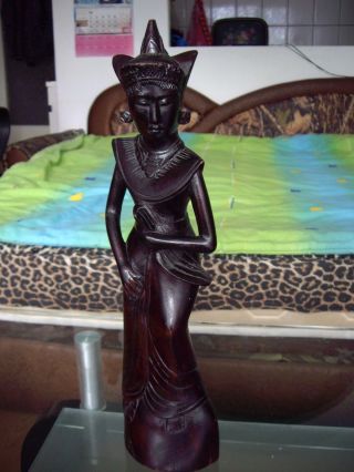 Old ANTIQUE Wooden Statue of BALI.  Balinese Dancer. 2