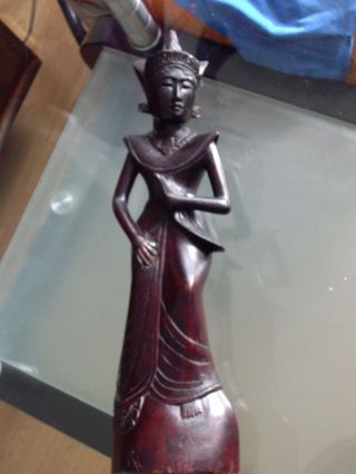 Old ANTIQUE Wooden Statue of BALI.  Balinese Dancer. 3