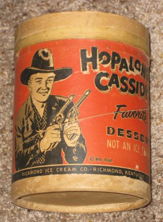 Vintage Hopalong Cassidy Favorite Dessert Picture Advertising Half - Gallon