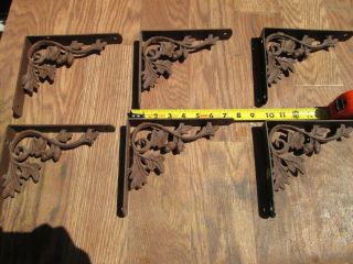 6 Cast Iron Shelf Brackets Acorns Leaves Architectural Salvage 7 1/2 " X 6 1/2 "