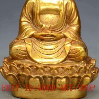 Chinese Antiques Brass Sakyamuni Buddha Statue w Ming Dynasty Xuande Mark L02 4
