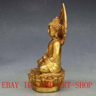 Chinese Antiques Brass Sakyamuni Buddha Statue w Ming Dynasty Xuande Mark L02 5