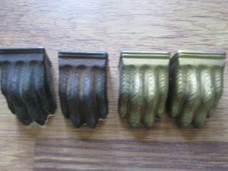 4 Vintage Duncan Phyfe Metal Claw Feet Straight Side Caps Covers - Table Chair