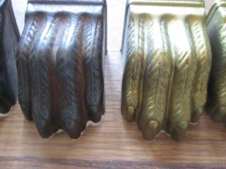 4 Vintage Duncan Phyfe Metal Claw Feet Straight Side Caps Covers - Table Chair 2