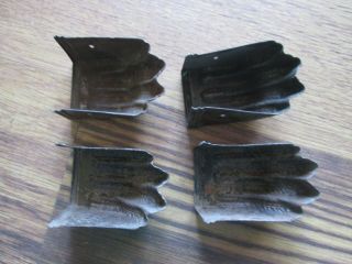 4 Vintage Duncan Phyfe Metal Claw Feet Straight Side Caps Covers - Table Chair 5