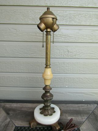 Vintage Old Marble Base Brass Double Light Table Lamp 1417 Premier Electric