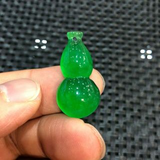 Rare Collectible Chinese High Ice Green Jadeite Jade Luck Gourd Handwork Pendant