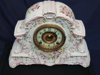 Ansonia Clock Co.  Dresden Hand - Painted Antique Mantel Clock (still)