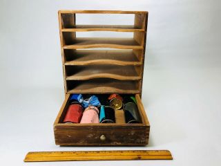 Vintage Kingsley Stamping Machine CO.  Wooden Box (CONTAINER ONLY) with Ribbons 2