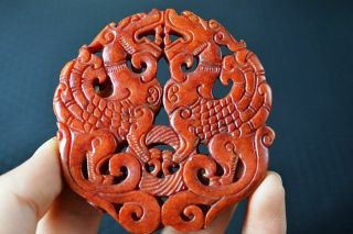 Delicate Chinese Old Jade Carved Phoenix Pendant W72