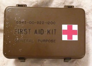 Vtg Army Military First Aid Kit General Purpose 6545 - 00 - 922 - 1200 Empty Size A