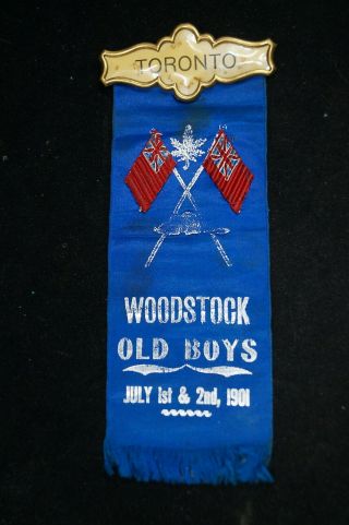 Pre Ww1 Era Canadian Toronto & Woodstock Old Boys Veterans Silk Banner