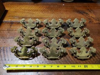12 Vintage Solid Brass Drawer Pulls Handles Chippendale Bail Style