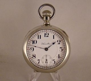 108 Years Old Hamilton " 940 " 21j Open Face Size 18s Railroad Great Pocket Watch
