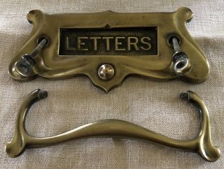 Antique Art Nouveau Brass Letter Box And Knocker