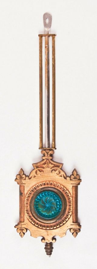 En Welch Hanging Wagner Wall Clock Fancy Pendulum @ 1880 Rare Sandwich Glass