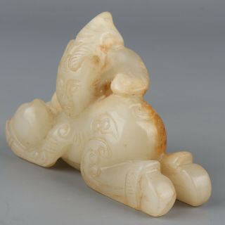 Chinese Exquisite Hand - carved Ancient people Hetian jade statue 2
