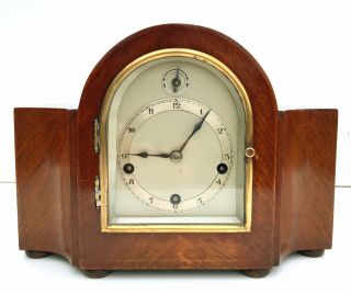 Gustav Becker Mahogany Chiming Clock Of Small Preportions