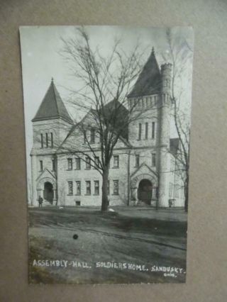 C.  1912 Sandusky Ohio Solders Home Real Photo Postcard Assembly Hall Antique Rppc