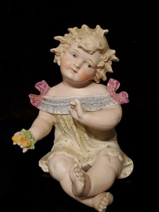 Rare Vintage German 9 " Piano Baby Bisque / Porcelain