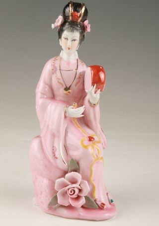 Chinese Jingdezhen Porcelain Handmade Carving Lady Statue Example Of Craftsman M