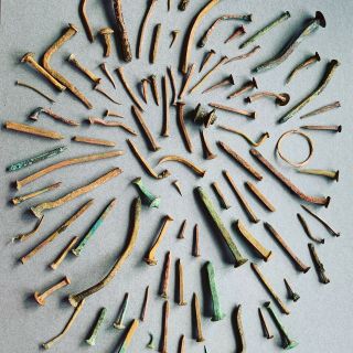 Large Quantity Of Copper Antique Hand Made Nails.  Find