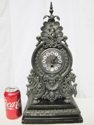 Antique German Gustav Becker Gb Metal Case Clock