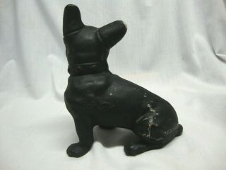 VINTAGE ANTIQUE HUBLEY (?) BLACK CAST IRON FRENCH BULLDOG DOG 7.  75 