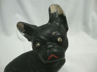 VINTAGE ANTIQUE HUBLEY (?) BLACK CAST IRON FRENCH BULLDOG DOG 7.  75 