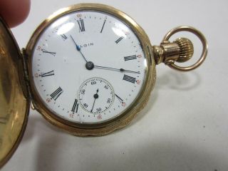 Antique Elgin 14K Yellow Gold Ladies 15 Jewel Pocket Watch 2