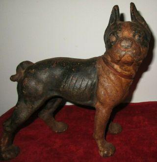 Antique Hubley Facing Right Large Boston Terrier Dog Door Stop 9 3/4 " By 10 "