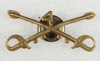 Army Collar Pin: 4th Cavalry Regiment Officer C.  1905 - Screw Back