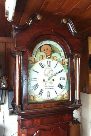 A Georgian Mahogany Moon Dial Longcase Grandfather Clock C1830