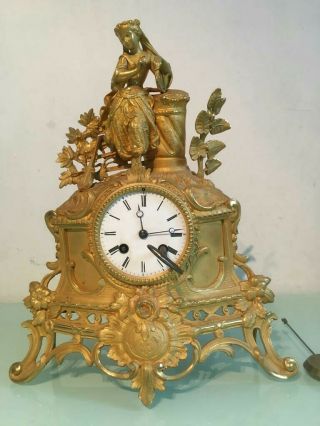 Antique Bronze Ormolu French Mantel Clock Numbered And Stamped