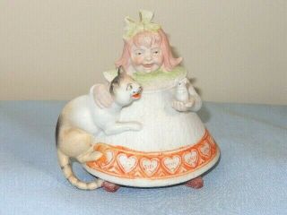 Schafer And Vater Bisque German Figurine Woman With Cat And Mouse 6