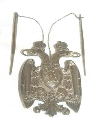 Pre WW1 Austrian officer silver double headed eagle cross belt badge 2