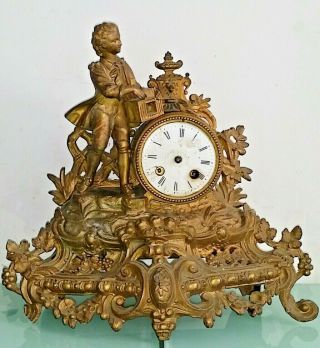 Antique Bronze And Spelter French Mantel Clock Signed And Numbered